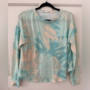 Women’s Blue Teal Tie Dyed Long-sleeved Tee